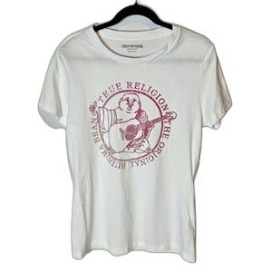 True Religion Womens Top Buddha Brand Pink Rhinestone Size Large